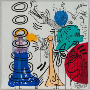 Apocalypse 5 by Keith Haring outside of the frame.
