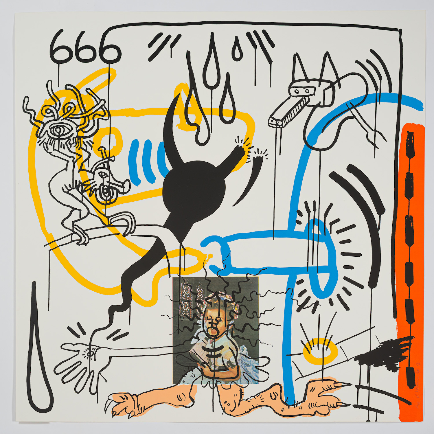 The Apocalypse 8 print by Keith Haring out of frame.