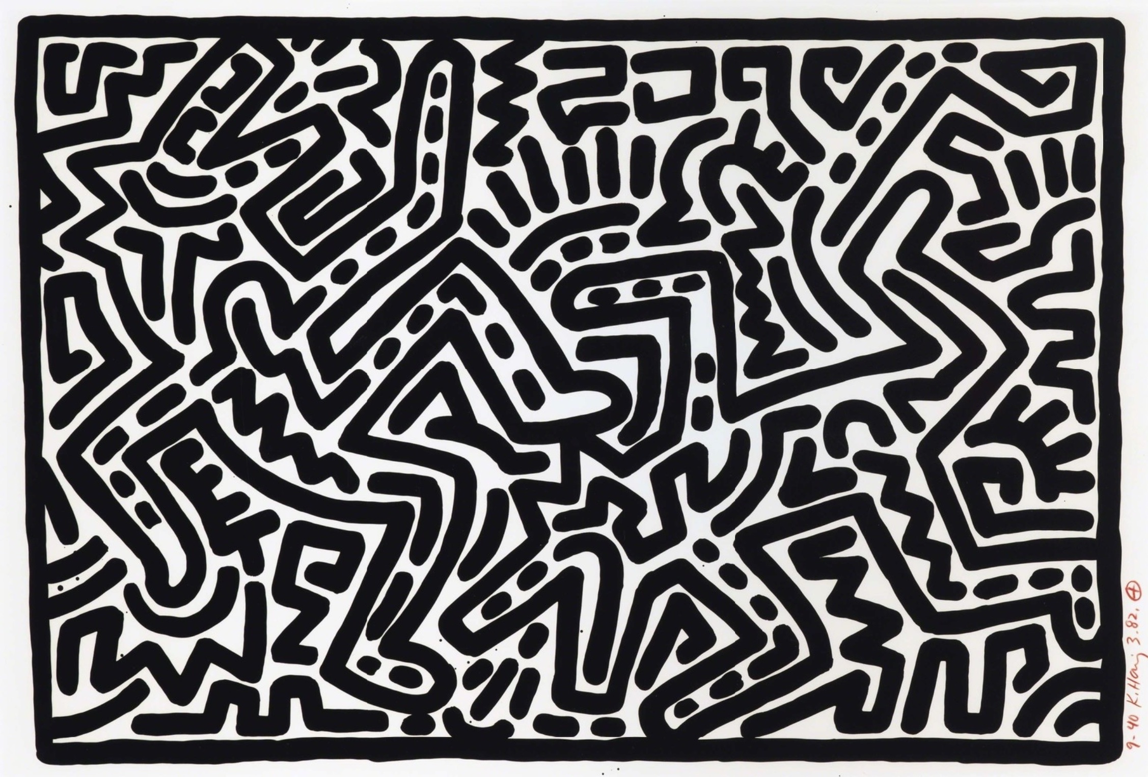 Untitled 1 by Keith Haring, a lithograph from 1982.
