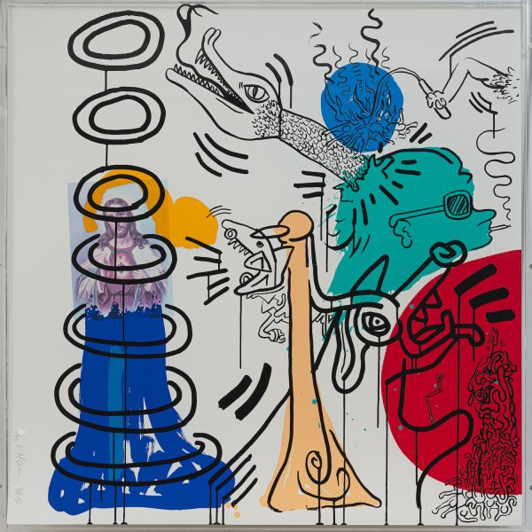Apocalypse 5 by Keith Haring outside of the frame.