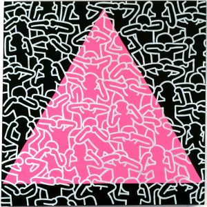 Scan of the Silence Equals Death print by Keith Haring.